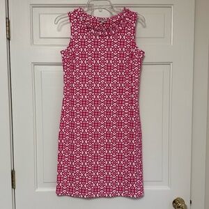Sleeveless Pink and White Floral Tile Print Dress NWT